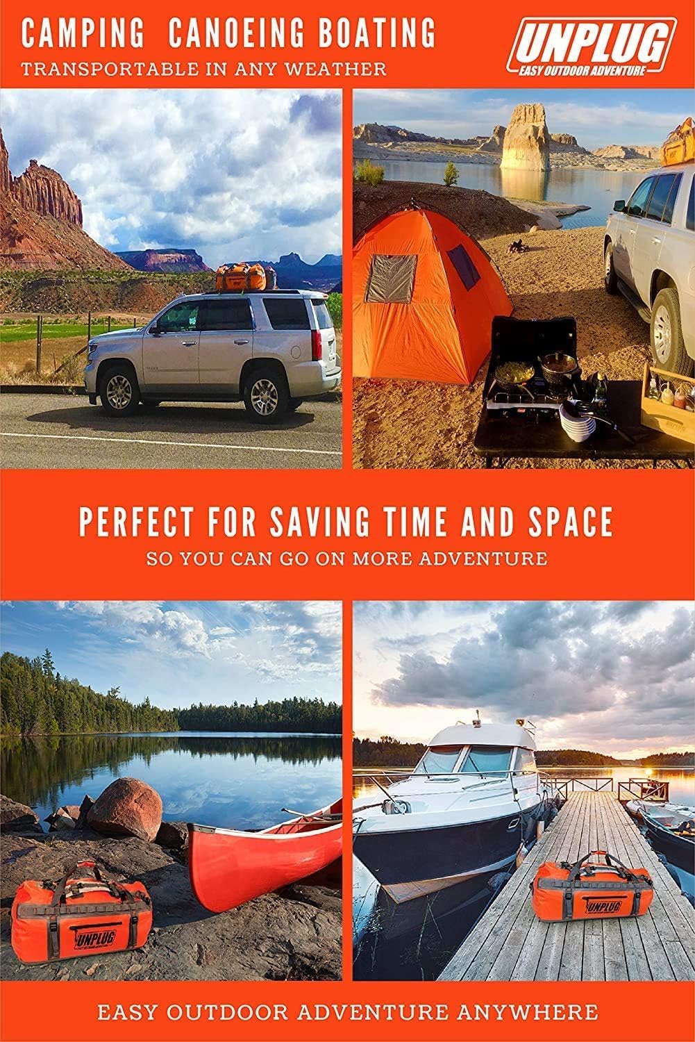 UNPLUG Ultimate Adventure | 1680D Heavy Duty Waterproof Bag | Large Travel Bag which can be Used for Camping, Motorcycling, Boating, or Hunting| 65L BLACKOPS