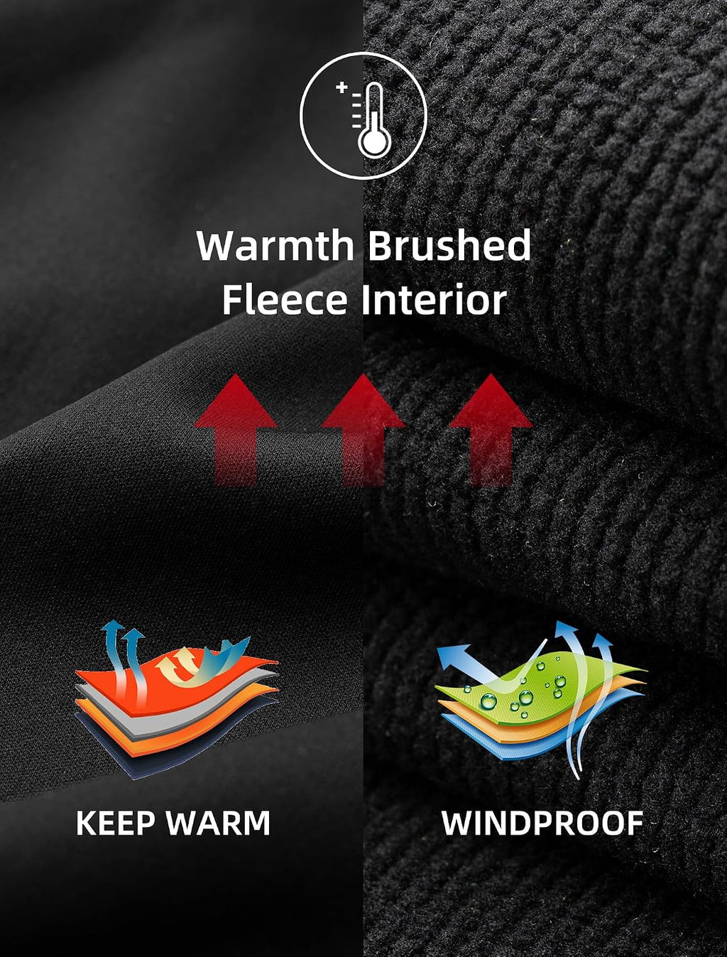 ROCKBROS Winter Cycling Pants for Men Thermal Fleece Lined Mountain Bike Pants Universal Fit Cycling Pants for Cold Weather