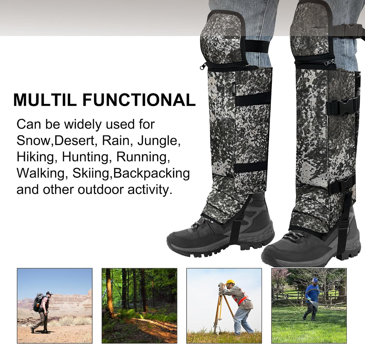 MDSTOP Snake Gaiters Leg Guards, Waterproof Snake Guards, Adjustable Snake Bite Protection for Lower Legs, Snake Chaps for Men & Women, Snake Proof Gaiters for Hunting,Outdoor and Farm Working