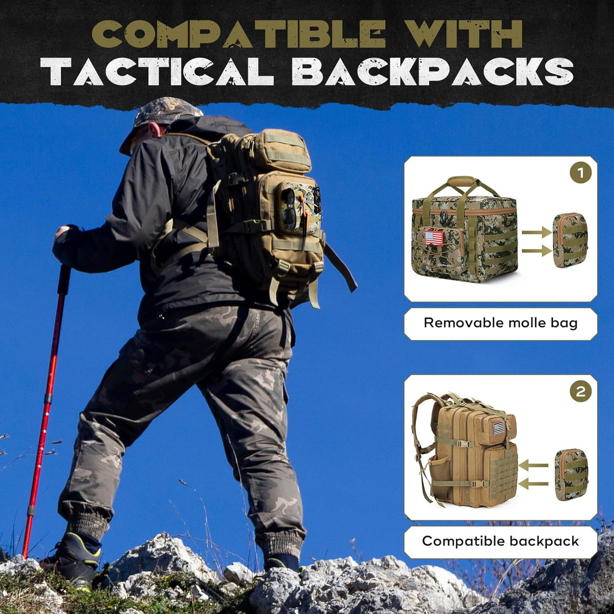 Maelstrom Tactical Lunch Box for Men, Cooler Bag with Detachable MOLLE Bag
