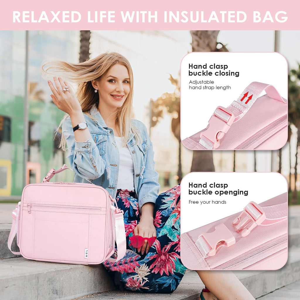 NOL Lightweight Insulated Lunch Bag, Reusable Lunch Box 7L Cooler with Adjustable Shoulder Strap, Waterproof Zipper Lunch Bag for School & Work, Suitable for Men, Women and Kids