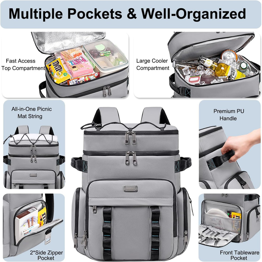 Weitars Insulated Cooler Backpack,Waterproof Soft Cooler Bag 31L/52 Can