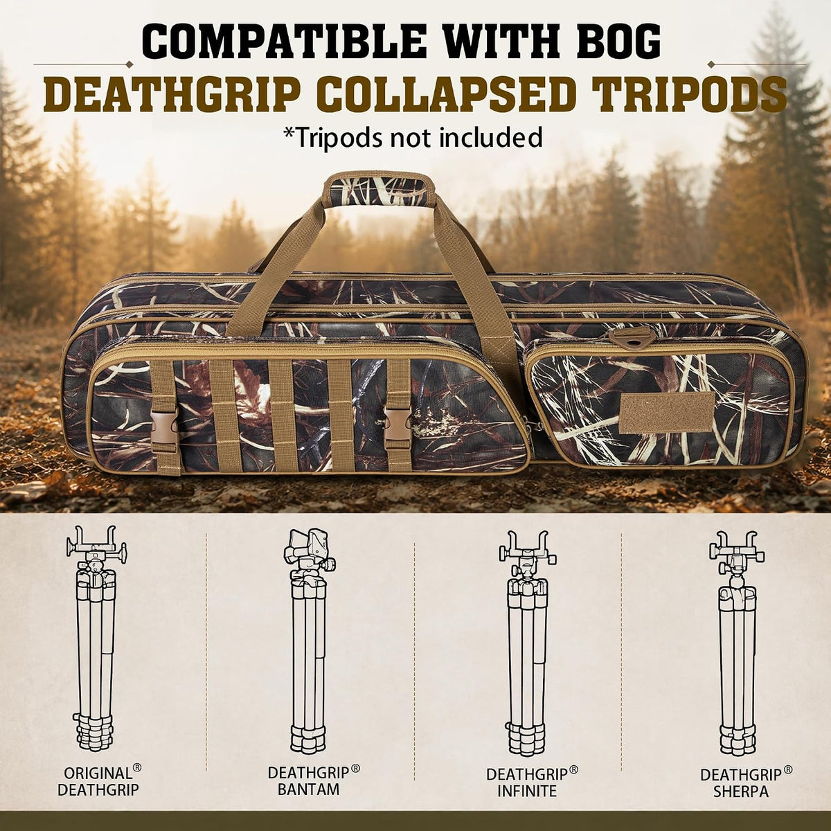 GOBUROS Hunting Tripod Carrying Bag Compatible with BOG DeathGrip Tripods
