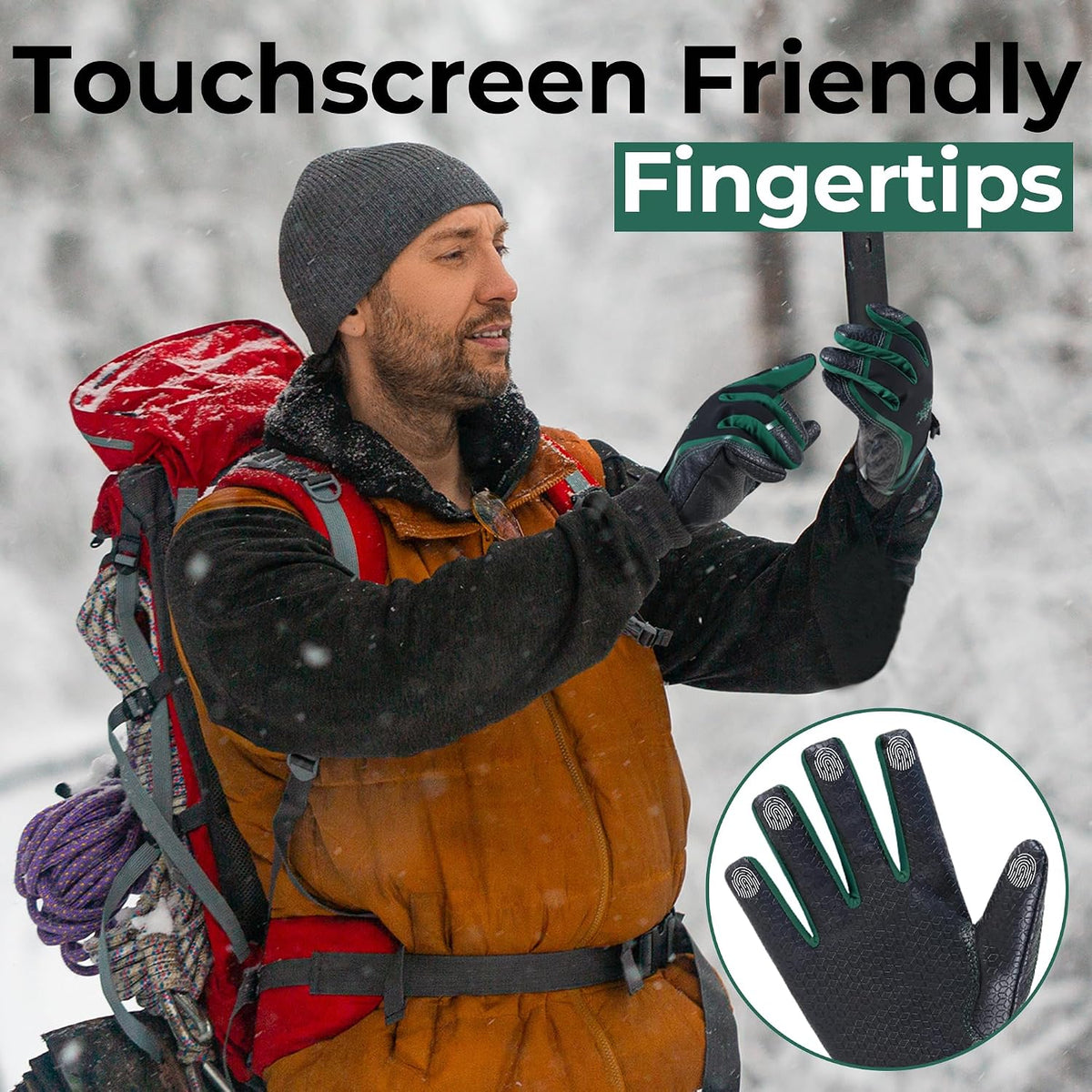 HANDLANDY Winter Work Gloves for Men Women, 3M Thinsulate Insulated Thermal Waterproof Skiing Hiking Cold Weather Gloves