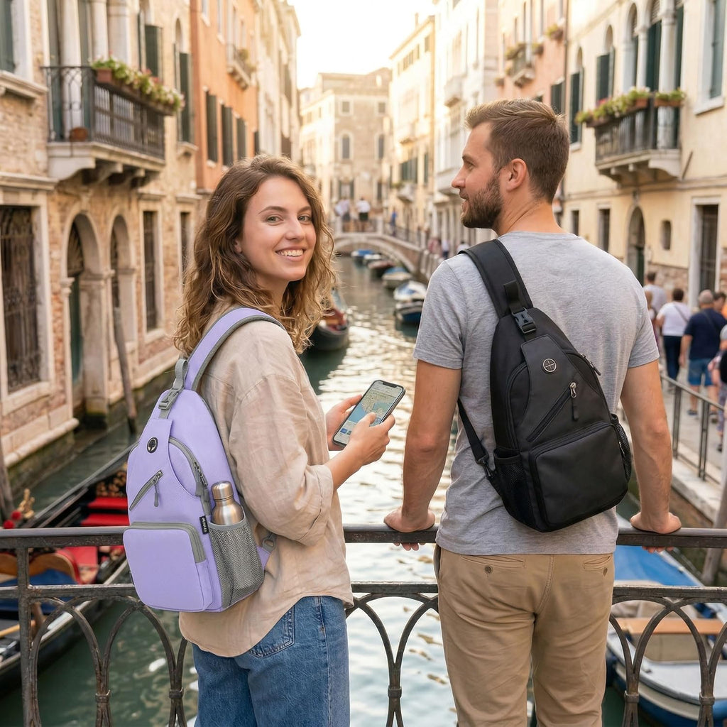 Javolto Crossbody Sling Bag,Small Backpack Men,Hands-Free Shoulder Daypack