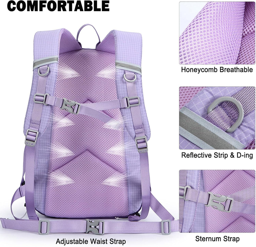 23L Lightweight Hiking Backpack, Travel Daypack with Pole Holder, Ice Blue