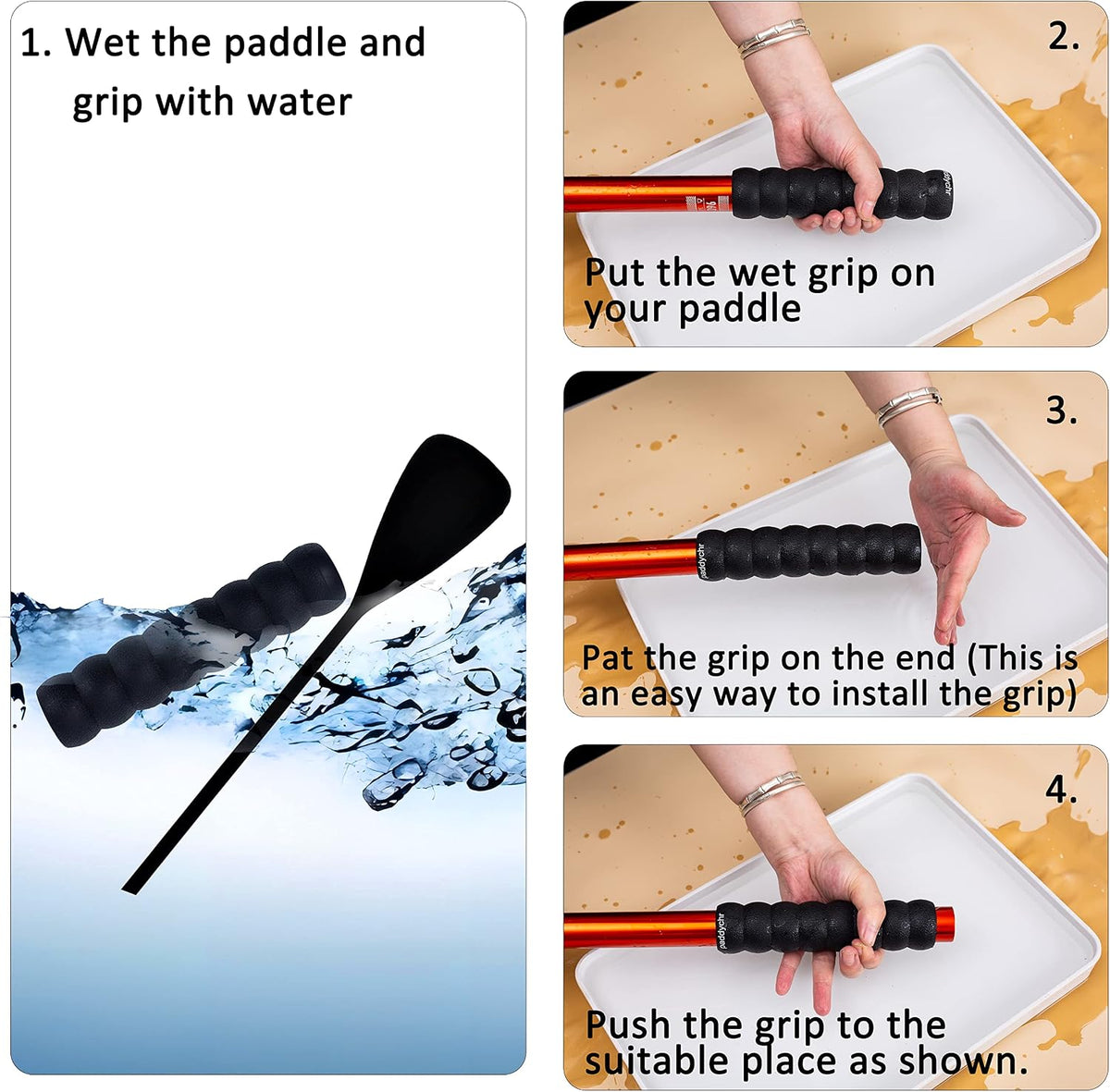 Kayak-Paddle-Grips-2-Pack - No-Slip Oar-Grip for Take-Apart Paddles,Blister Prevention Kayaking Accessories(Diameter 30mm/1.18 inches)