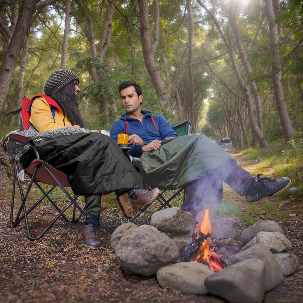 Wind Tour Warm Polar Fleece Blanket Picnic Outdoor & Beach, Machine Washable Camping Quilt for Cold Weather, Adventure, Sleeping, Backpacking (Black)