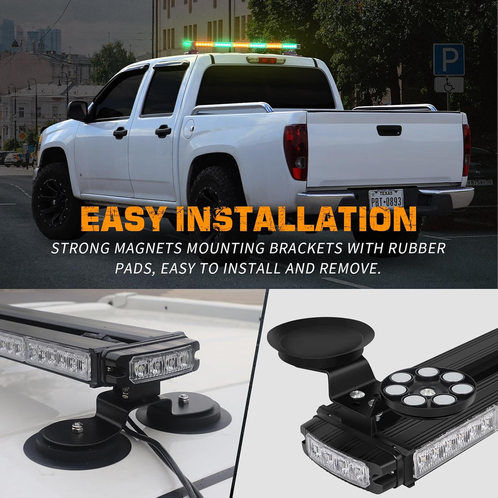 XRIDONSEN 28.4" 80 LED Roof Strobe Light Bar Rooftop Magnetic Lights