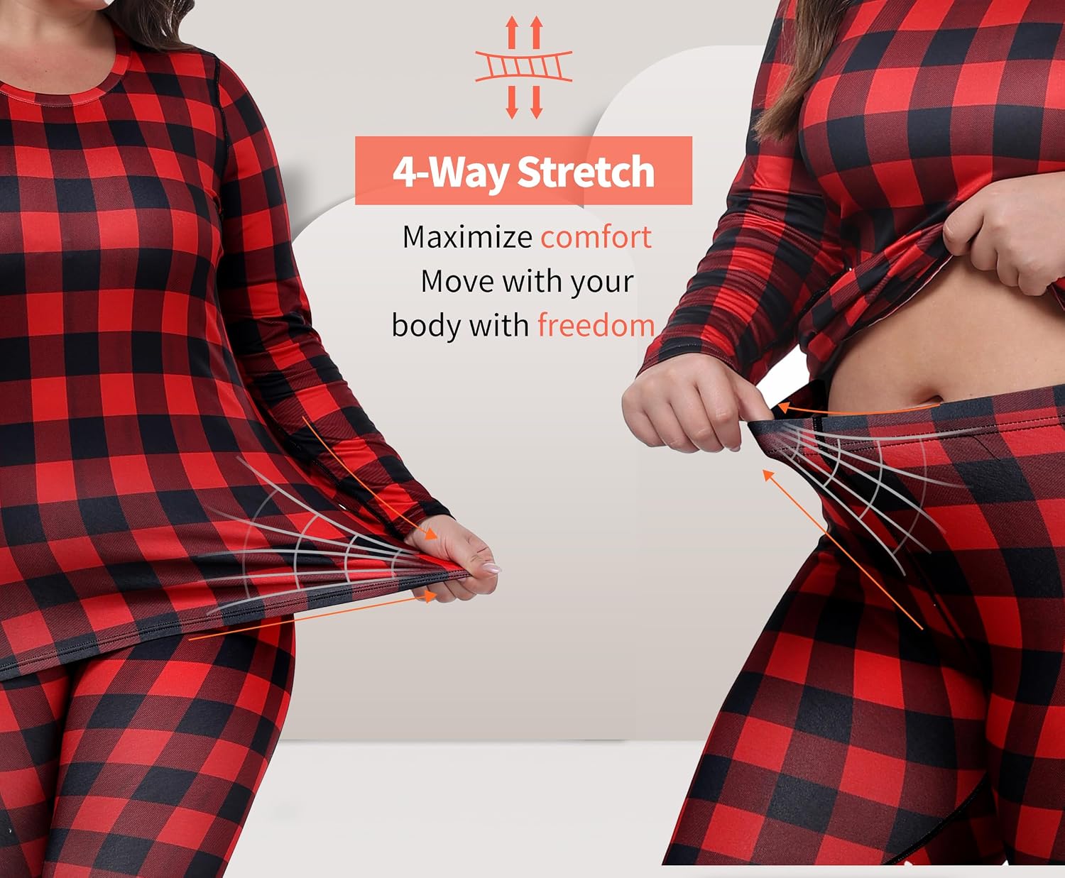 COOTRY Plus Size Thermal Underwear for Women Long Johns Top and Bottom Sets
