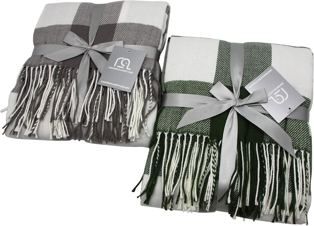 Blankets - Buffalo Plaid Throw Blanket - Decorative Classic Blanket - Comfortable and Ultra-Soft - Lightweight & Indoor Outdoor Blanket - Ideal for Living Room, Couch, Travelling Good for All Seasons