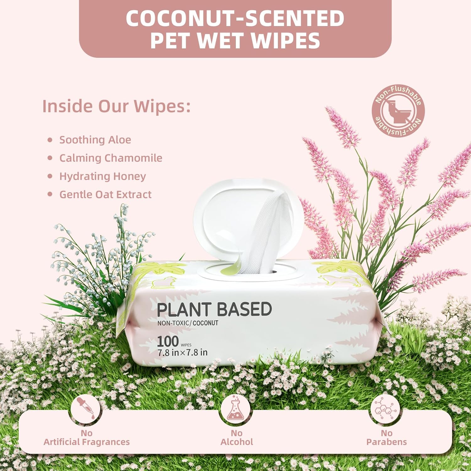 IMMHABI 400 Count Hypoallergenic Dog Wipes, Coconut Plant-Based Pet Wipes