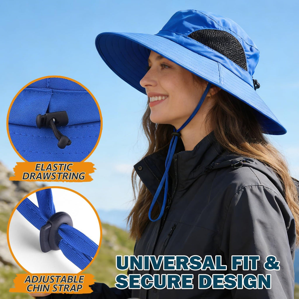 Wide Brim Sun Bucket Hat, Waterproof Boonie Hat for Men & Women