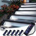 PATIOWIN 6 Pack Solar Step Lights for Outside, 24 LEDs Solar Stair Lights Waterproof IP65, Solar Deck Lights Outdoor Decor for Garden, Porch, Pathway, Patio, Fence(Cold White)
