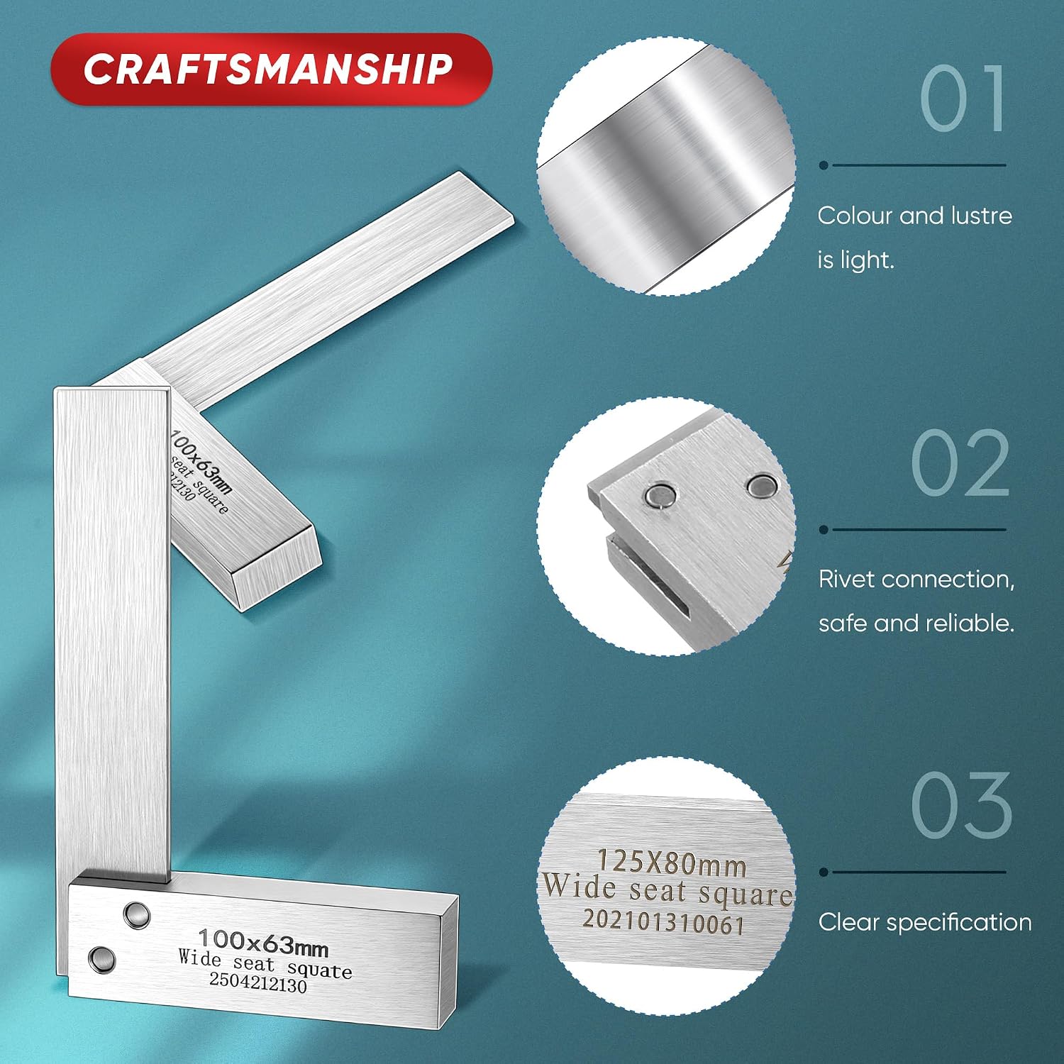 Frienda Machinist Square Set, 2", 3", 4" and 5" Precision Machinist Squares