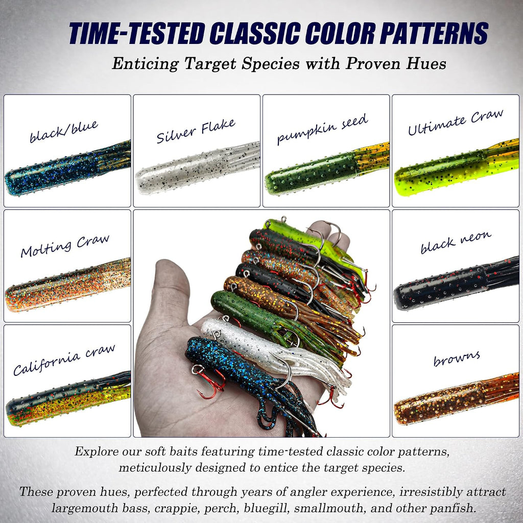 Tube Lures Jig Heads Hooks Tube Baits Worms for Bass Fishing