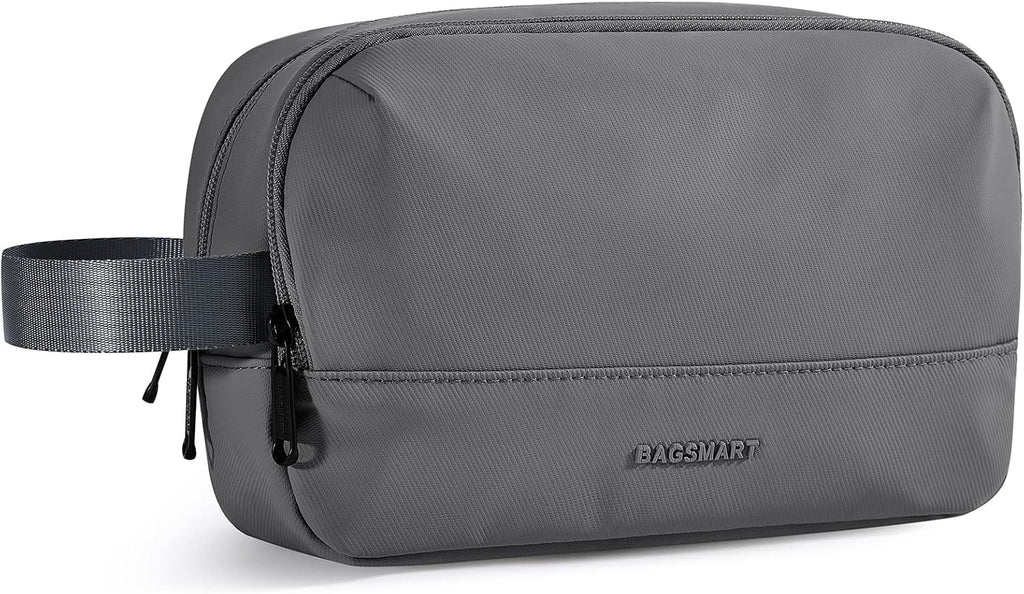 BAGSMART Travel Toiletry Bag for Men, Dopp Kit Water Resistant Shaving Bag for Toiletries Accessories, Grey-Medium