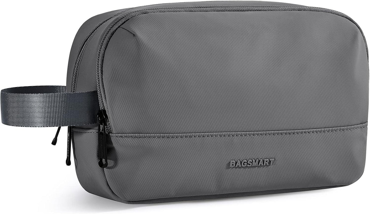 BAGSMART Travel Toiletry Bag for Men, Dopp Kit Water Resistant Shaving Bag for Toiletries Accessories, Grey-Medium