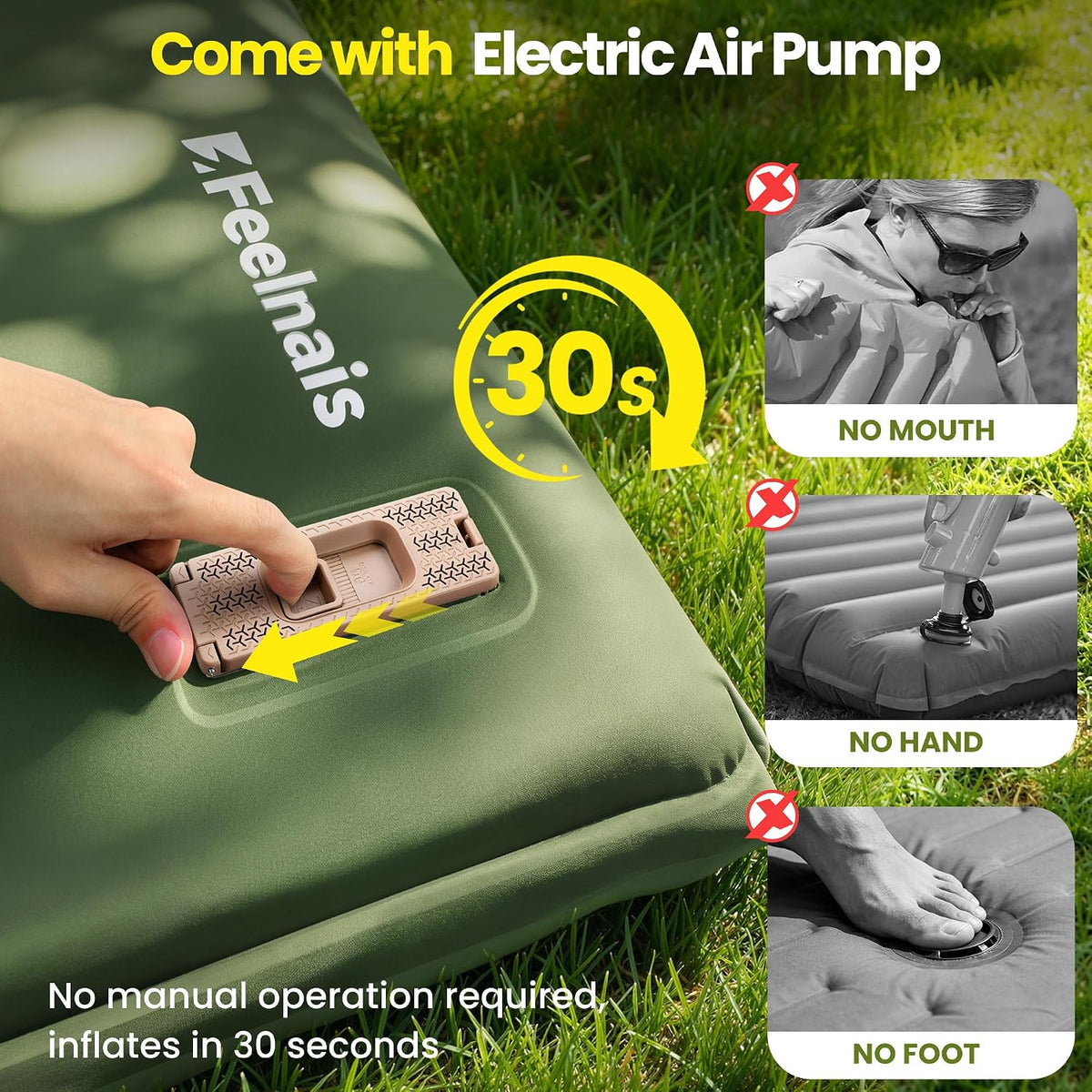 Self Inflating Sleeping Pad with Electric Pump