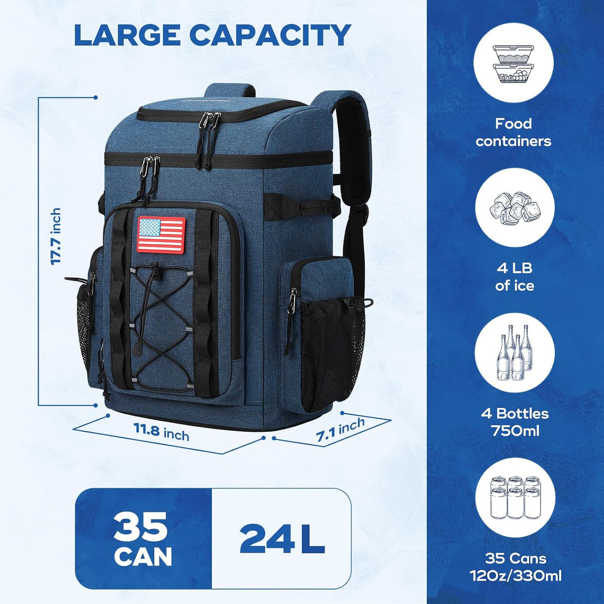 Maelstrom 35/50 Can Insulated Backpack Cooler, Leakproof Soft Lunch Ice Bag