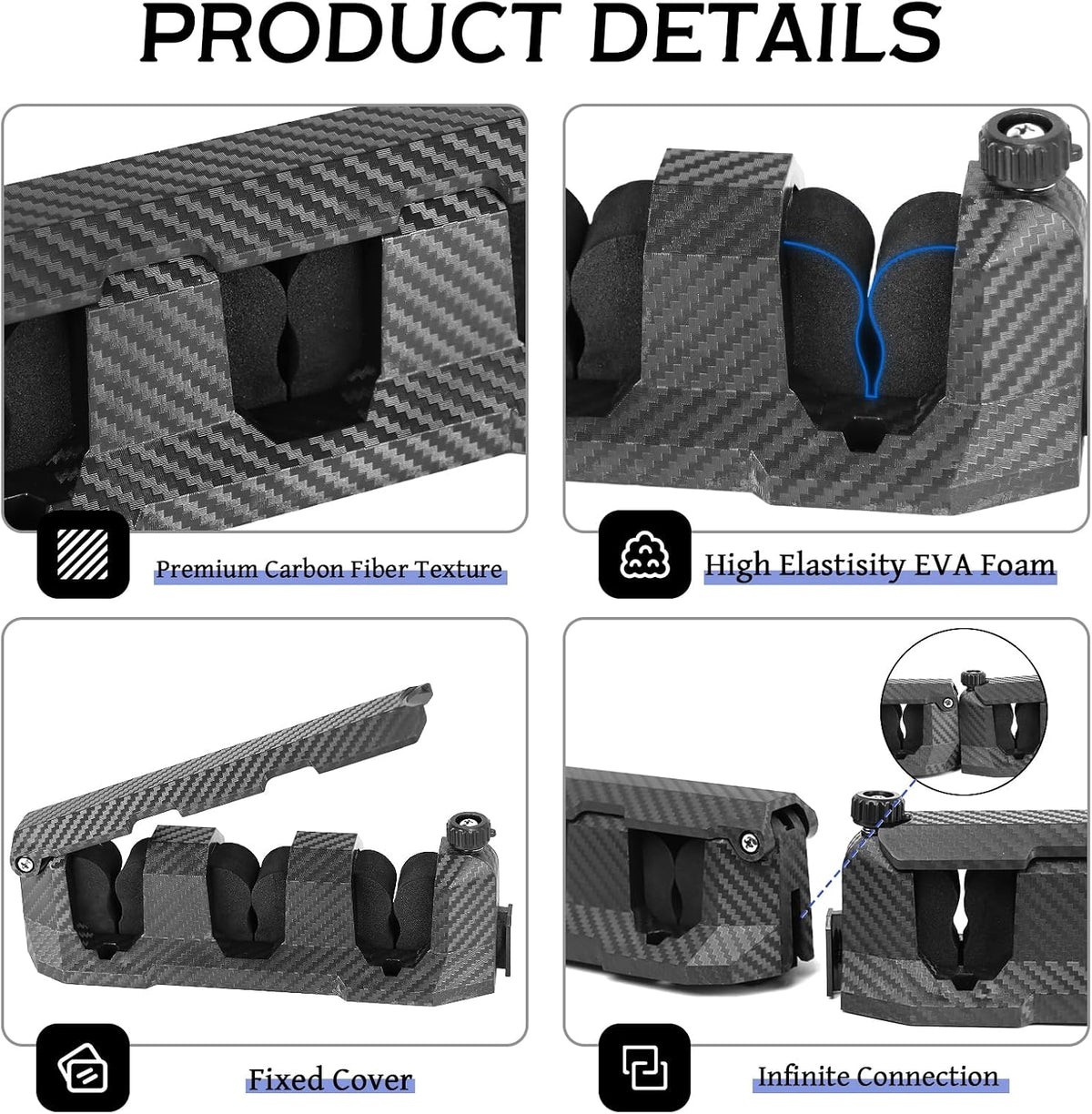 Ruppence 4-Pack Fishing Rod Holder with EVA Foam