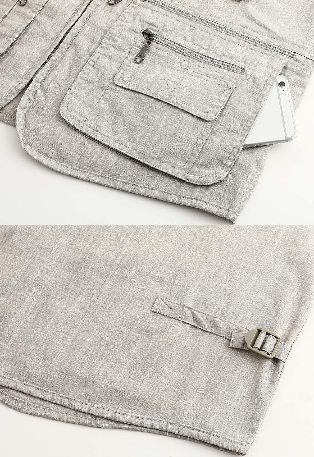 Hbufnha Men's Casual Safari Travel Vest 16 Pockets Outdoor Work Vest Sleeveless Jacket Fishing Hiking Photograph