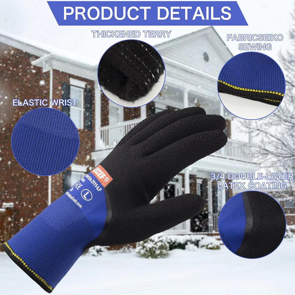LOCCEF 2 Pairs Winter Work Gloves, Thermal Freezer Gloves