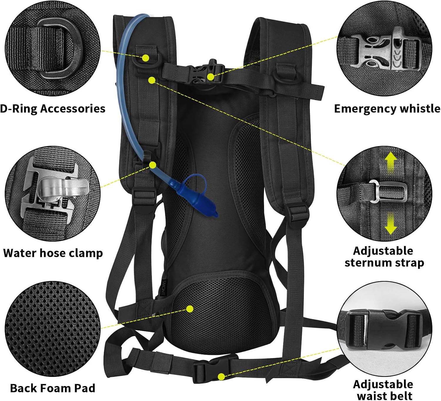 SUNRISING Tactical Molle Hydration Backpack with 3L Water Bladder - Lightweight Military Water Backpack for Hiking, Running, Cycling