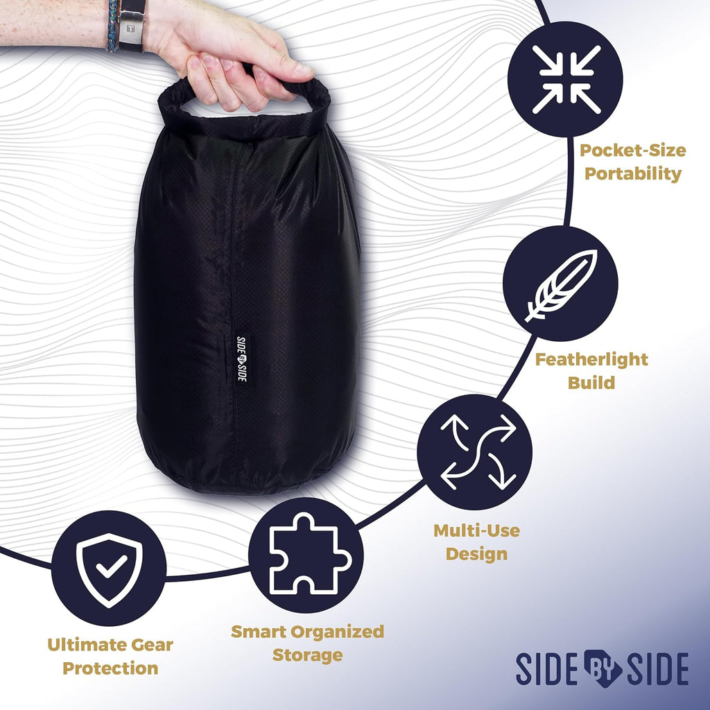 SIDE BY SIDE Small Lightweight 10L Dry Bag, Stuff Sack for Backpacking