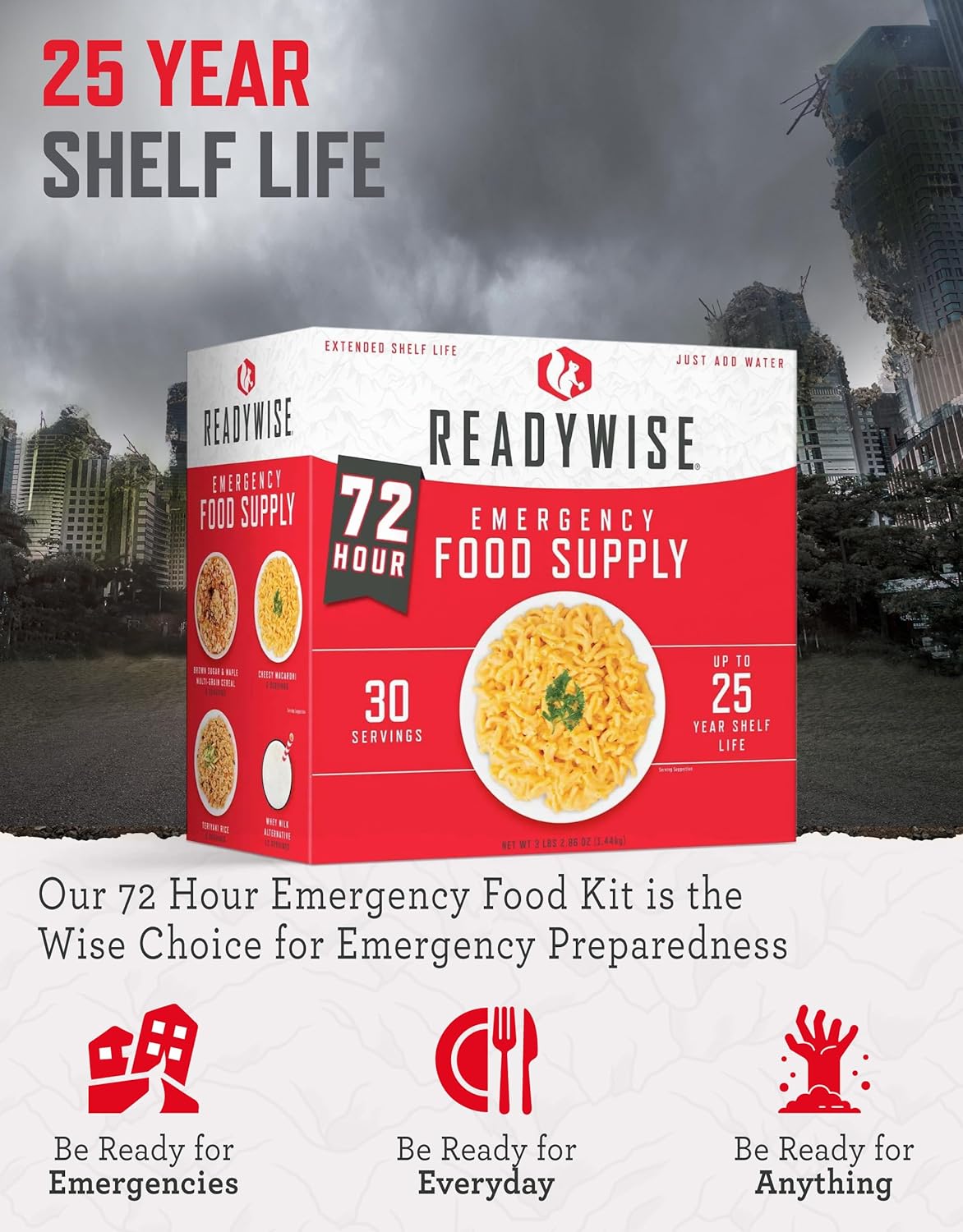 READYWISE Emergency Food Supply Meals 72 Hour Survival Kit, 30 Servings