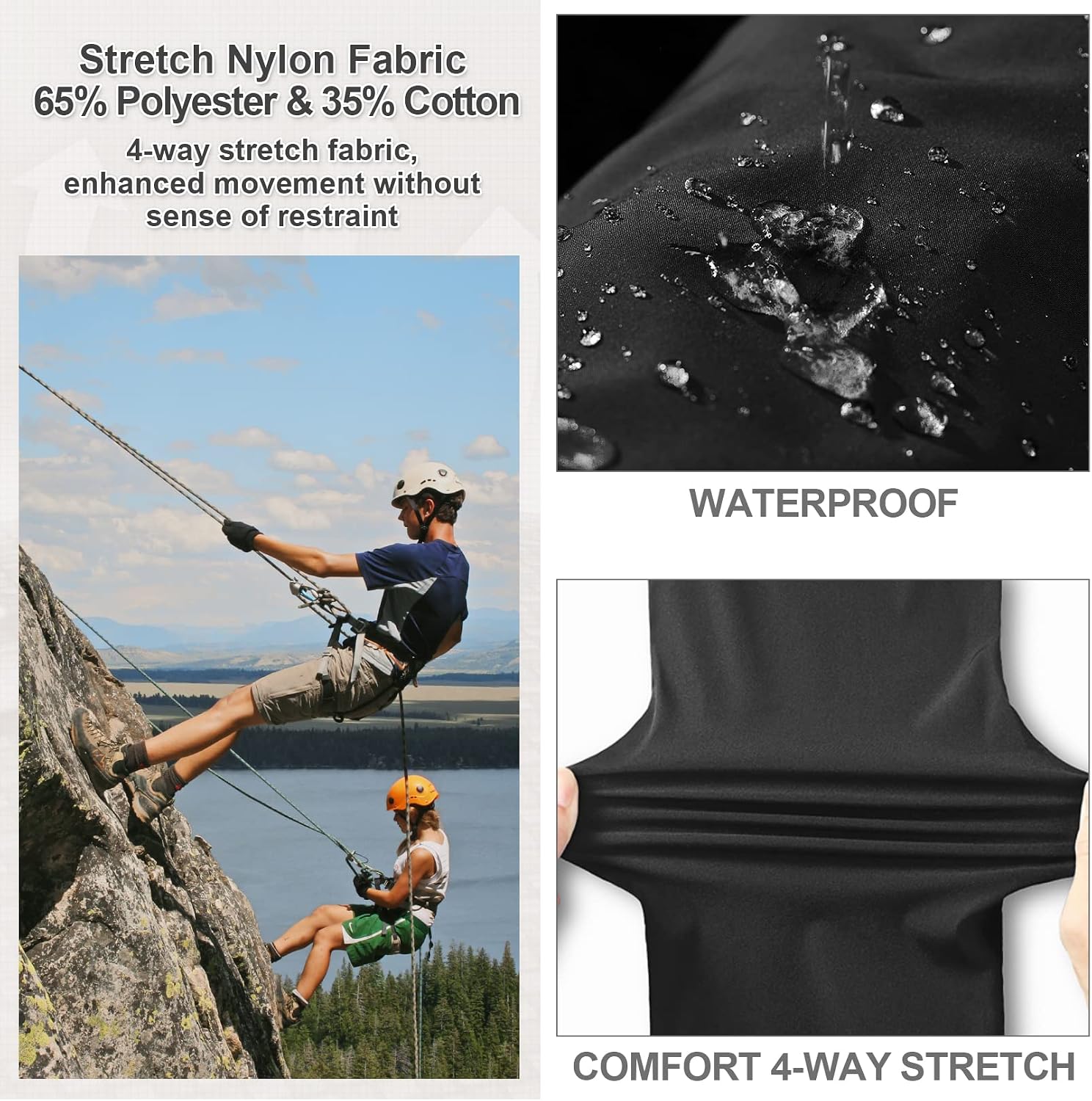 Mens Hiking Pants Convertible Quick Dry Zip Off Fishing Travel Safari Pants