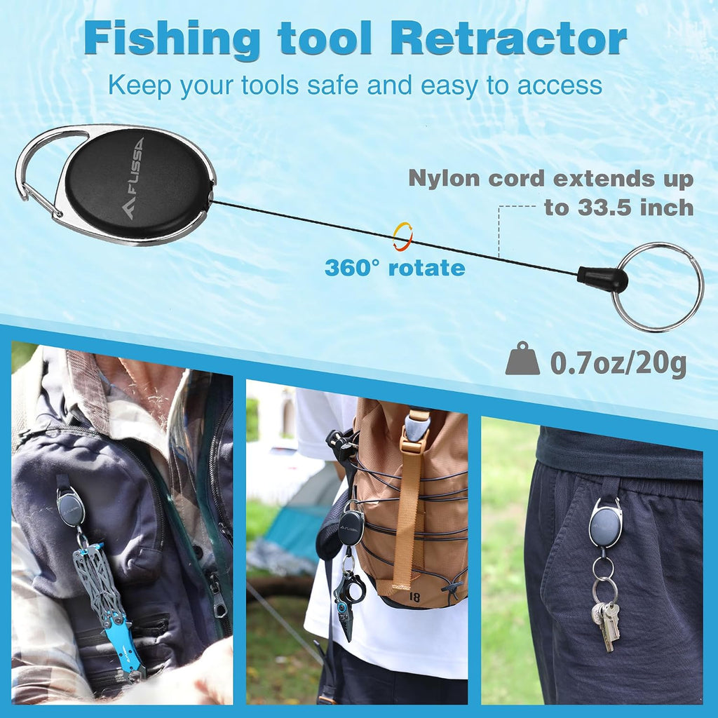 FLISSA Mini Fishing Pliers with Fly Fishing Zinger Retractor