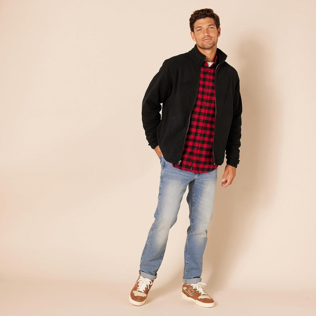 Amazon Essentials Men's Full-Zip Polar Fleece Jacket with Zippered Pockets for Cold Outdoor Weather (Available in Big & Tall)