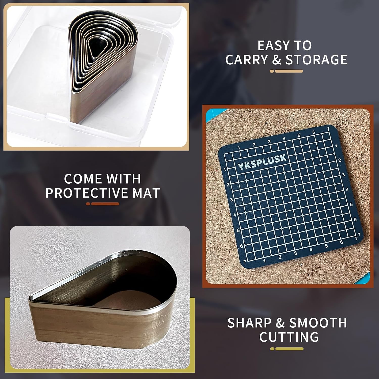 9 Pcs Leather Hole Cutter Set, 9 Sizes Teardrop Shaped Cutting Dies Tool, Cutting Mold Punching Die Set for DIY Craft, Leather Cutter Hollow Punching with Box