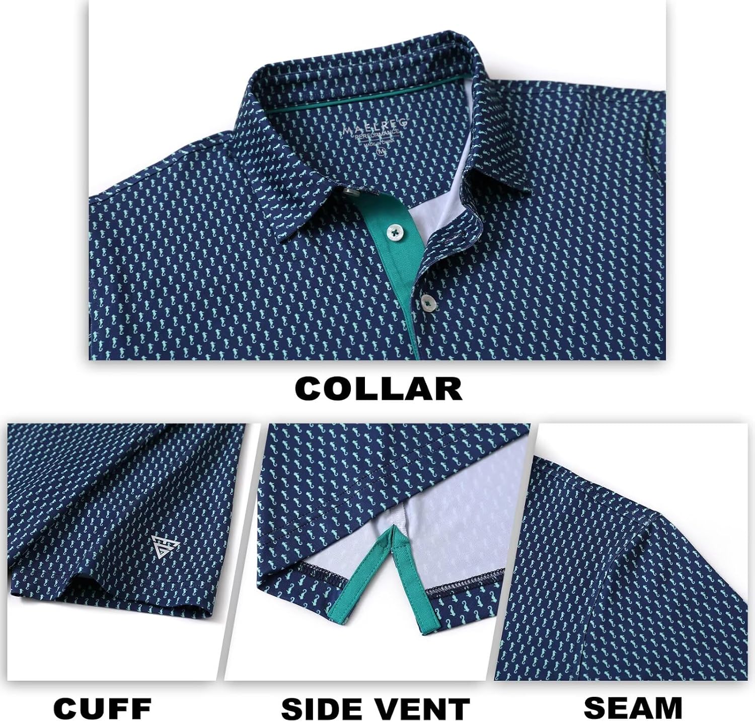 M MAELREG Mens Golf Shirt Short Sleeve Dry Fit Print Moisture Wicking Performance Patterns Collared Polo Shirt