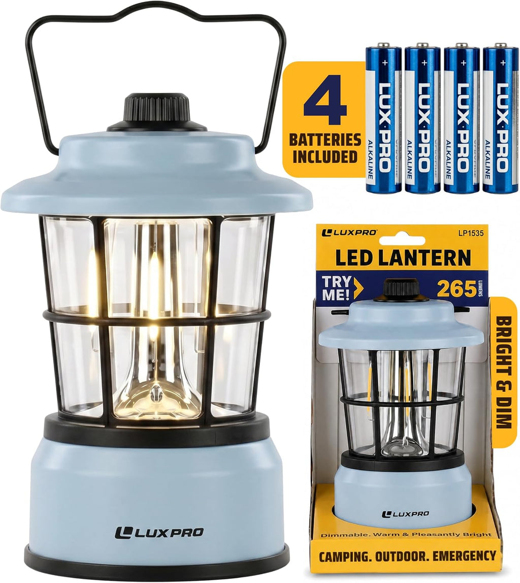 LUXPRO Retro Outdoor Lantern, Battery Lamp Camping Lantern LED Light, Blue
