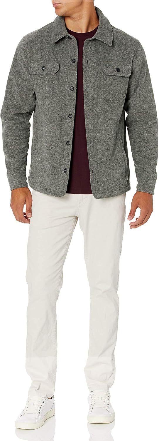Amazon Essentials Men's Long-Sleeve Polar Fleece Shirt Jacket for Winter, Jackets