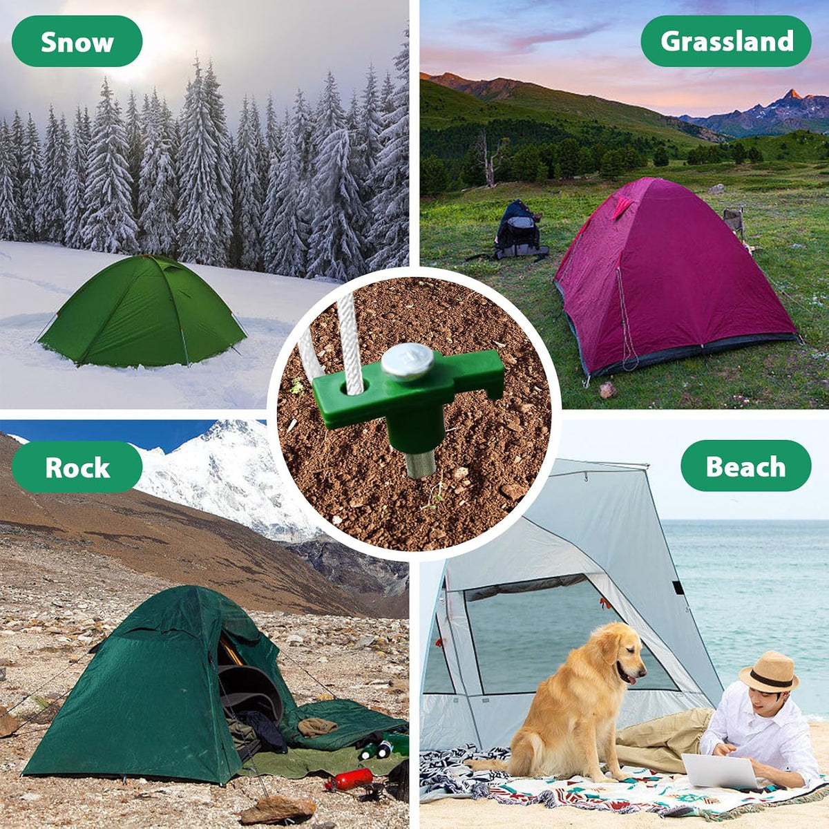 Eurmax USA 20-Pack Secure Protection Galvanized Tent Stakes,Rust-Proof Steel Canopy Anchors for High Winds,Heavy Duty Commercial Ground Pegs for Camping,Pop Up Tents&Gazebos - Includes 4x10ft Ropes