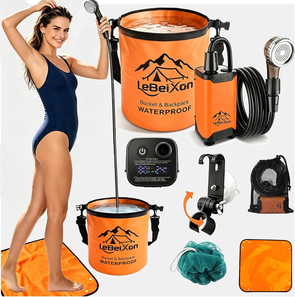Portable Shower for Camping, Lvl.3 Filter, 12-Person Shower, 1.6GPM, IPX8