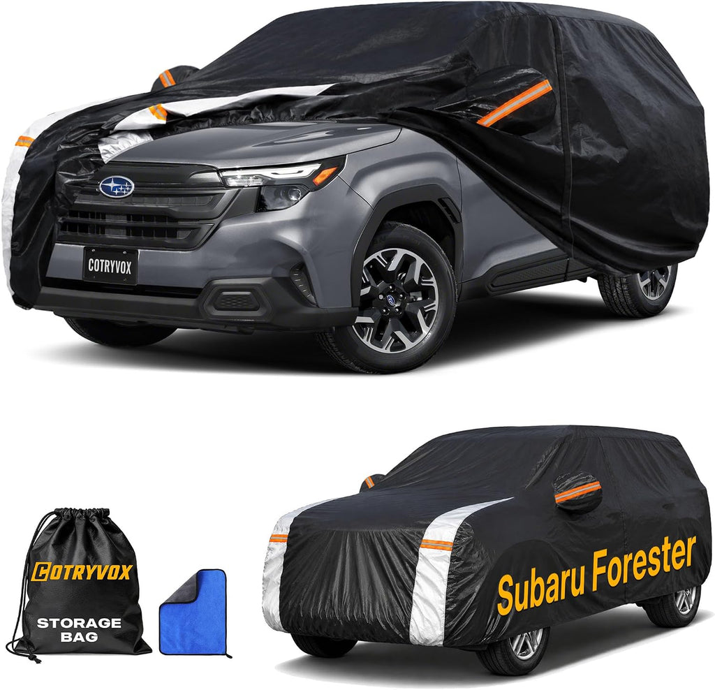 Subaru Forester Car Cover 100% Waterproof All Weather, Gift with Towel, Full Exterior SUV Car Cover Custom Fit 1997-2026 Subaru Forester, Outdoor Car Covers Rain Sun UV Protection with Door Zipper.