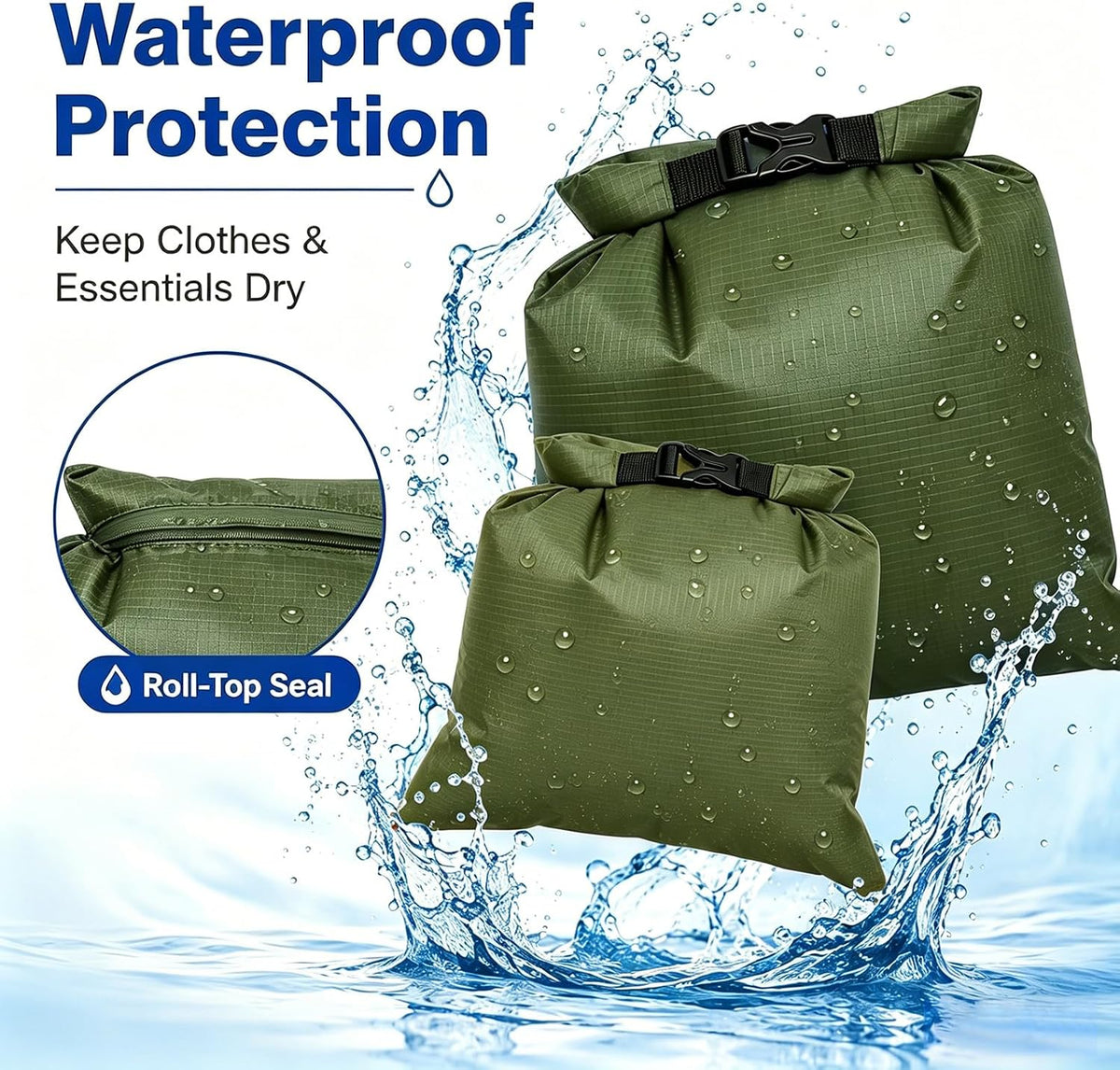 TRENDBOX Roll Top Waterproof Dry bag Kit Storage Compression Bag Sack Poch Packing Organizers Water Resistant Camping Travel