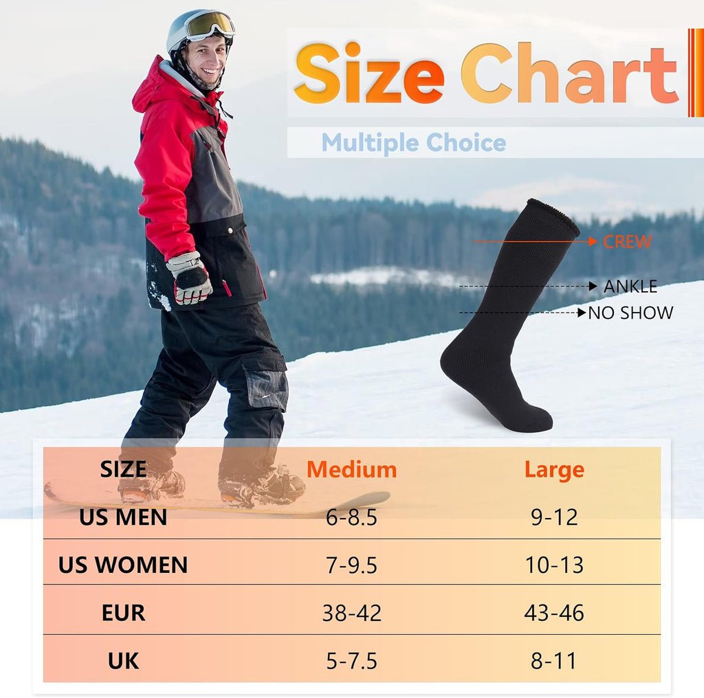 Sunew 4 Pairs Thermal Socks Skiing Snowboarding Hiking Mens Womens 7X Warmer Winter Crew Boot Socks