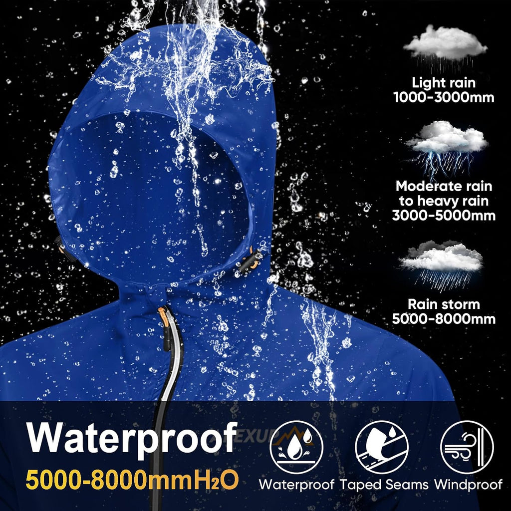 APEXUP Packable Rain Jacket Men Waterproof Lightweight Raincoat with Hood