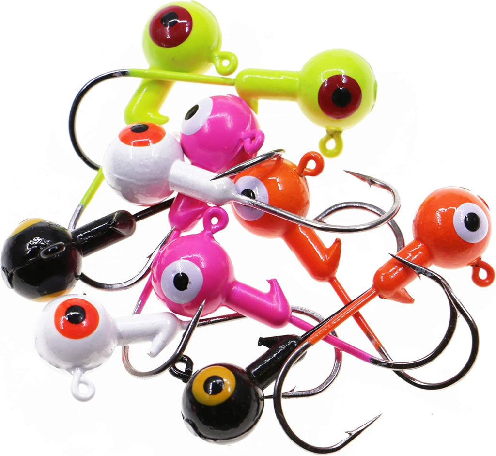Fishing Lures Jig Heads,Ball Heads 1/32oz-1oz,Sharp Fishing Hooks for Freshwater or Saltwater