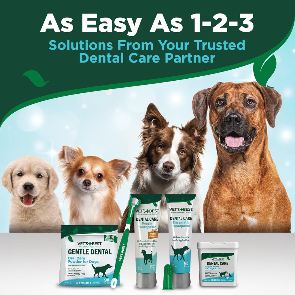 Vet's Best Finger Dental Wipes for Dogs & Cats, Fresh Breath, 50 Count