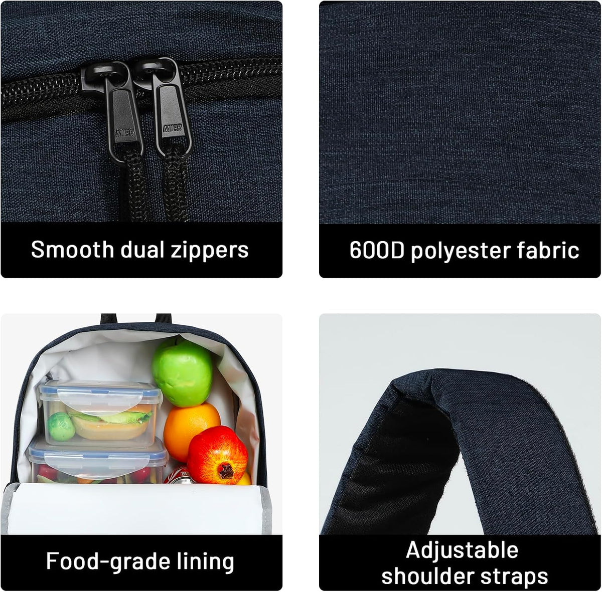 MIER Insulated Backpack Cooler Small Lunch Bookbag for Women Men