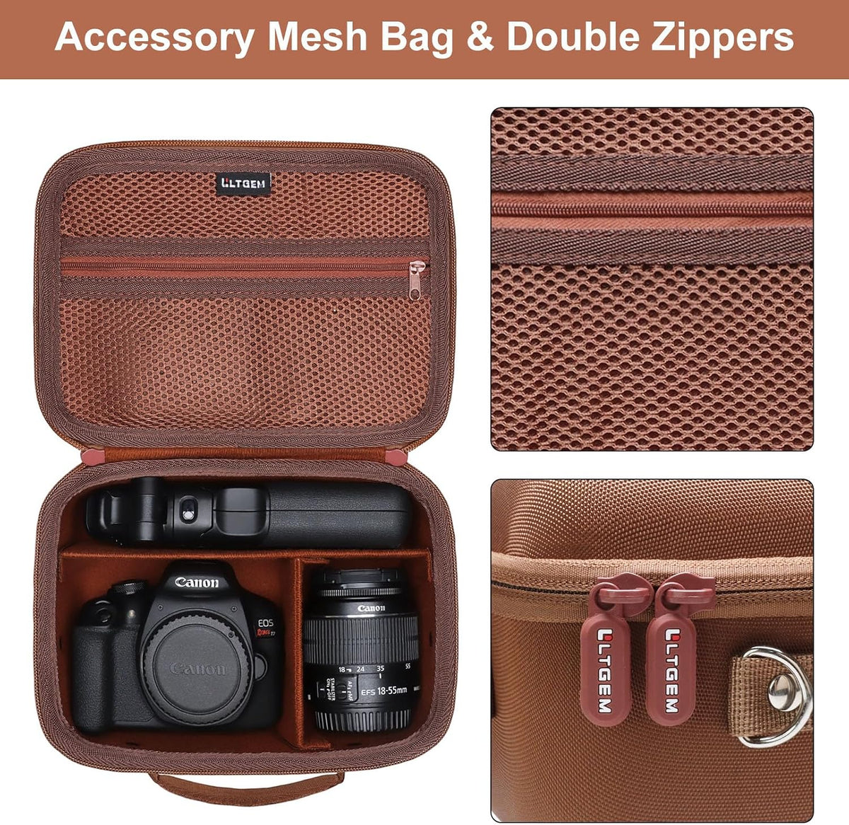 Small Camera Case Bag for Canon EOS Rebel T7/R50//R100 DSLR Camera Brown