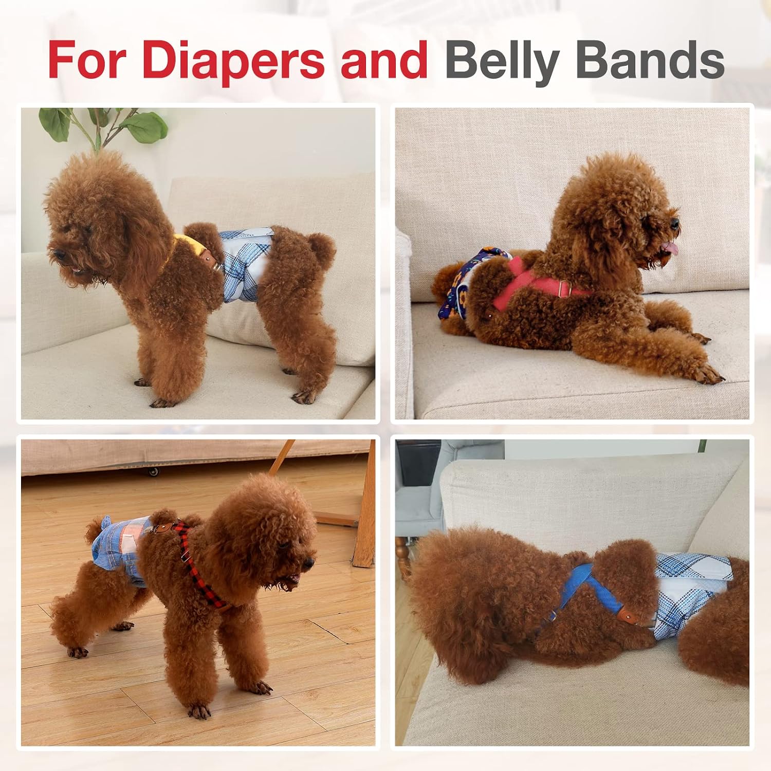 Pet Soft Dog Suspenders 2 Pieces Female Dog Diaper Suspenders for Dogs Diaper Keeper Suspender for Dogs Skirt, Dress, Diapers (Cute Hearts, S/M)