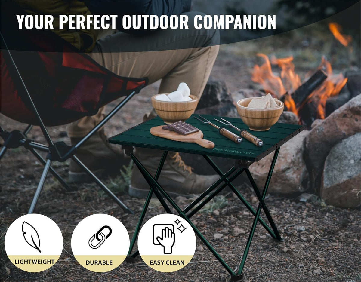 TREKOLOGY TALU Portable Folding Beach Table - Lightweight Travel Camp Table | Small Camping Table for Outdoor Adventures | Foldable, Compact, and Sturdy - Perfect for Camping, Picnic, Beach Trips