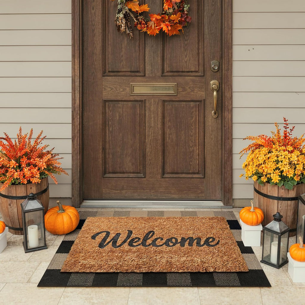 KIMODE Front Door Mat Outside Entrance Fall Front Porch Rug Welcome Decor